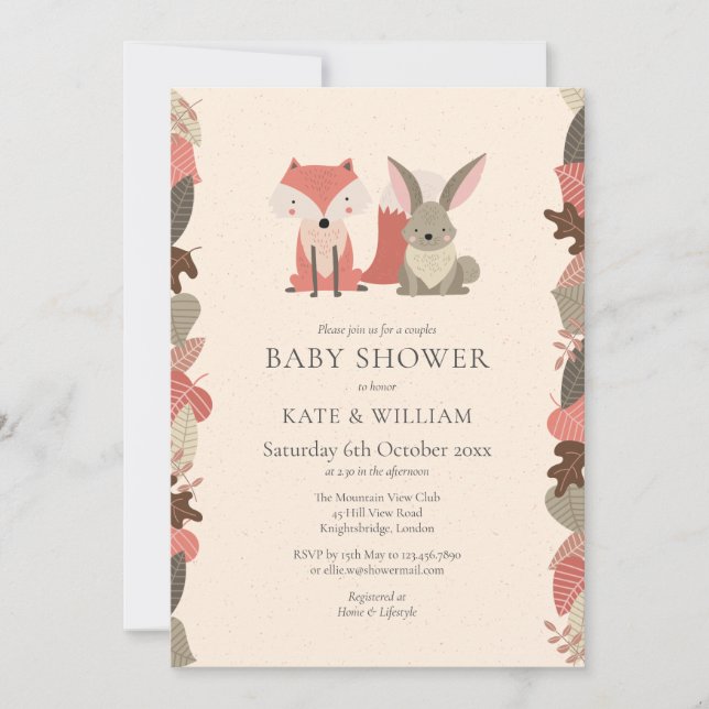 Trädgårdsdjur Par Babyshower Födelsedagsfirande Inbjudningar (Framsida)