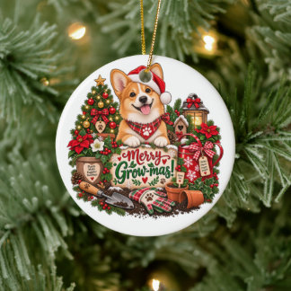 Trädgårdsentusiastens present, Corgi jul trädgårds Julgransprydnad Keramik