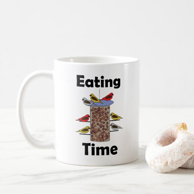 Trädgårdsfågelmatare Matsmältnings Tid Fågelälskar Kaffemugg (Med munk)