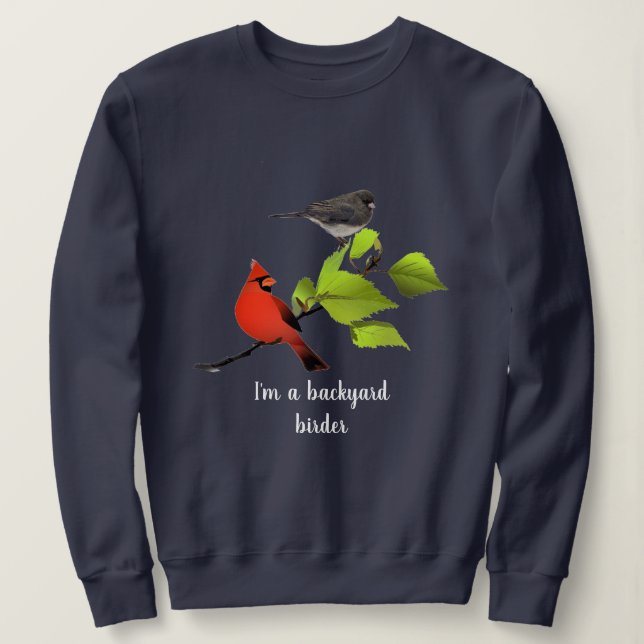 Trädgårdsfågelpresent / Kardinalfågel på blå T Shirt (Design framsida)