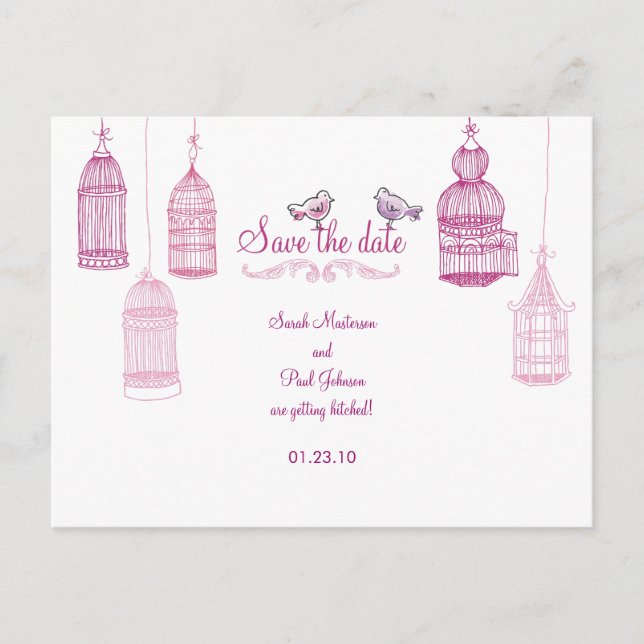 "Trädgårdsfåglar" Spara datum vykort (Framsida)