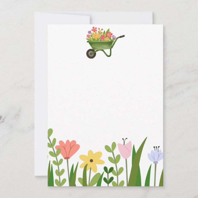 Trädgårdsfest Blommig Inbjudan Annonsering (Framsida)