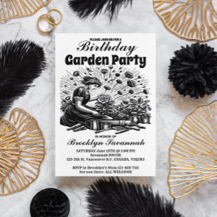 Trädgårdsfest Blomster Trädgårdsmästare Festinbjud Vykort