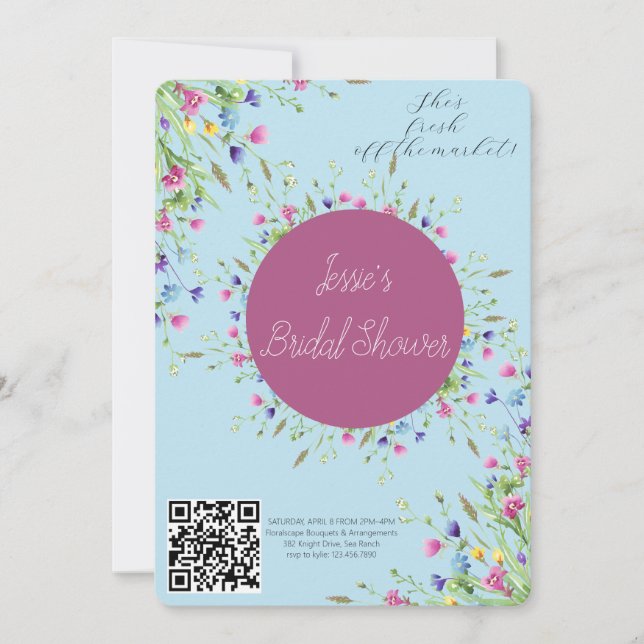 Trädgårdsfest för brud med akvarellblomkruka inbjudningar (Framsida)