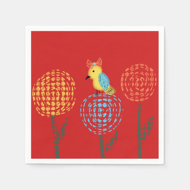 Trädgårdsfest för fåglar pappersservett (Framsidan)