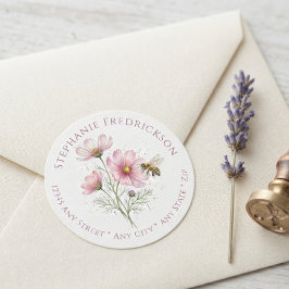 Trädgårdsfest med blommande kosmos Returadress Klistermärke