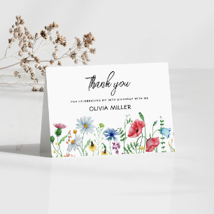 Trädgårdsfest Vilda blommor Födelsedag Tack Kort