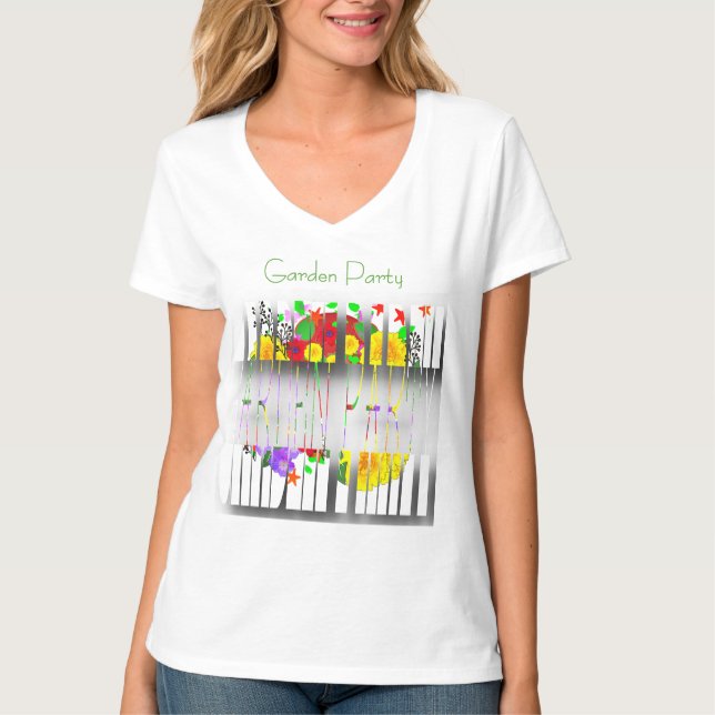 Trädgårdsfest Vita Kvinnor  T Shirt (Framsida)