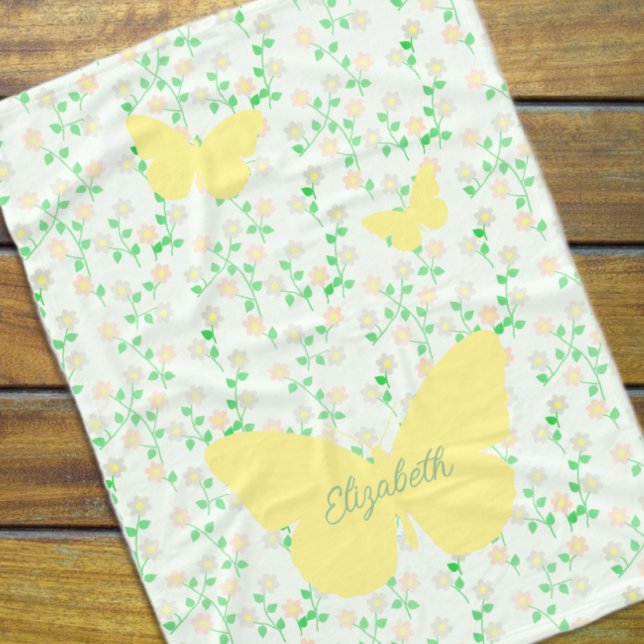 Trädgårdsfl蝴or med fjärilar Blommig Fleecefilt (Skapare uppladdad)