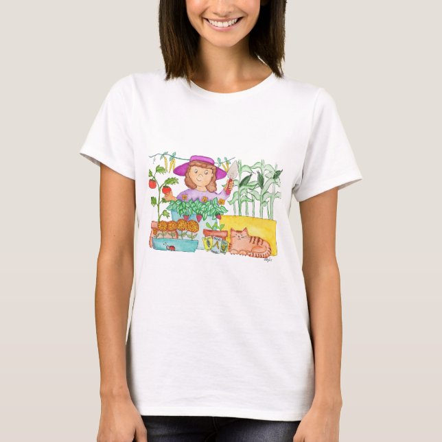 Trädgårdsflicka T Shirt (Framsida)