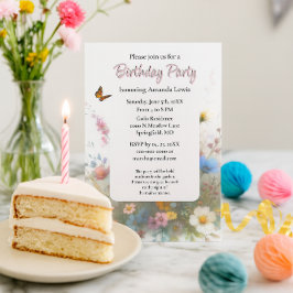 Trädgårdsfödelsedagsfest Vilda blommor Blommig  Inbjudningar