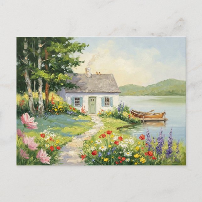 Trädgårdshus Sjön Natur Scene by Vykort (Framsida)