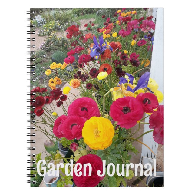 Trädgårdsjournal Ranunkel Röda Vårblommor Anteckningsbok (Framsidan)