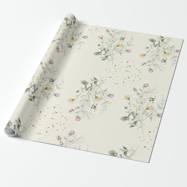 Trädgårdskanin Vildblomma Presentpapper (Utrullad)