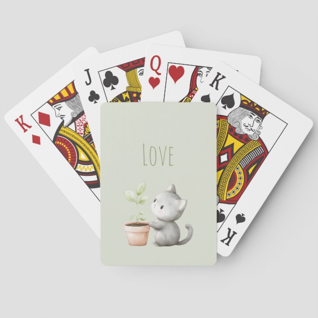 Trädgårdskatt med växtkärlek casinokort (Baksidan)