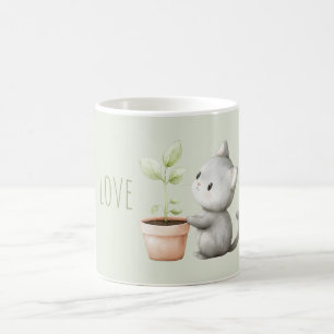 Trädgårdskatt med växtkärlek  kaffemugg