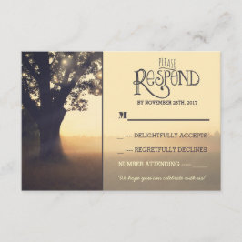 Trädgårdsljus träd rustika bröllop RSVP OSA Kort