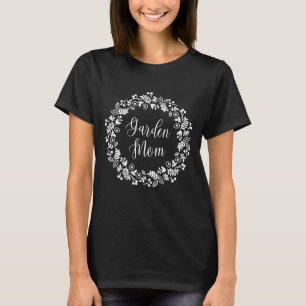 Trädgårdsmamma Vit Blommig Krans T Shirt