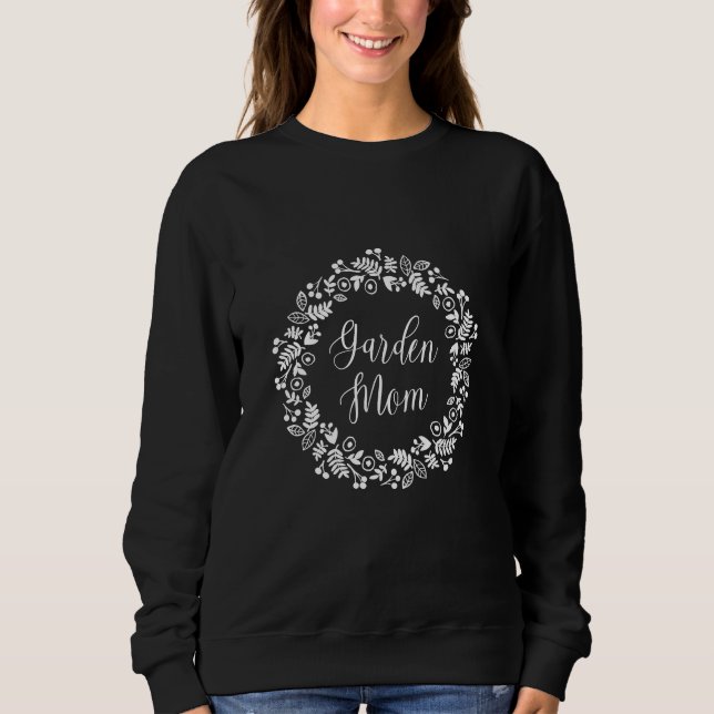 Trädgårdsmamma Vit Blommig Krans T Shirt (Framsida)