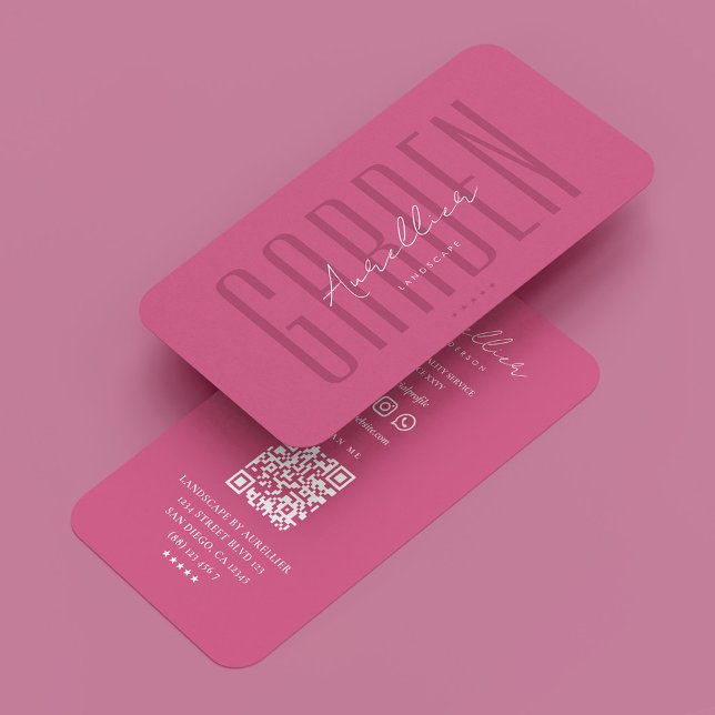 Trädgårdsmästare Botaniker Landskapsarkitekt Rosa  Visitkort (Gardener Botanist Landscape Artist Pink Rose Business Card
)