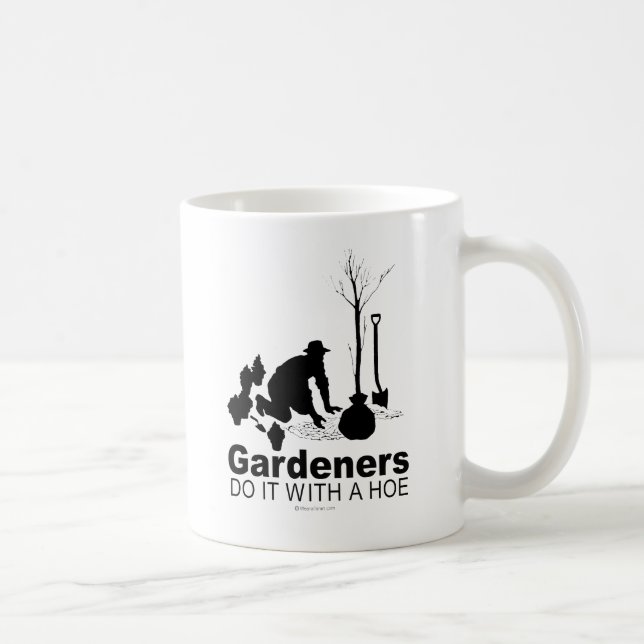 trädgårdsmästare gör det med en hacka kaffemugg (Höger)