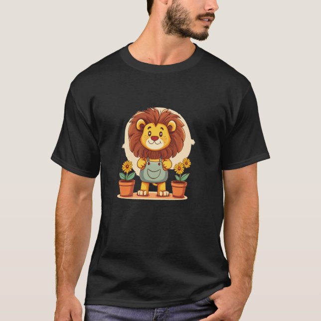 Trädgårdsmästare Lejon som gungar den coolaste trä T Shirt (Framsida)
