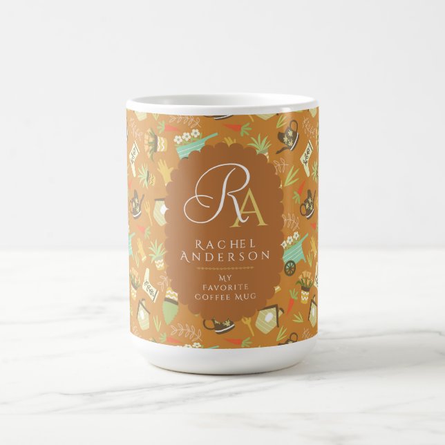 Trädgårdsmästare Monogram Lera Brun Kaffemugg (Center)