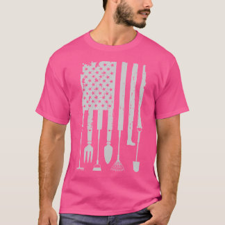 Trädgårdsmästare Trädgårdsverktyg Amerikansk Flagg T Shirt
