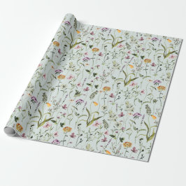 Trädgårdsmönster med vilda blommor presentpapper