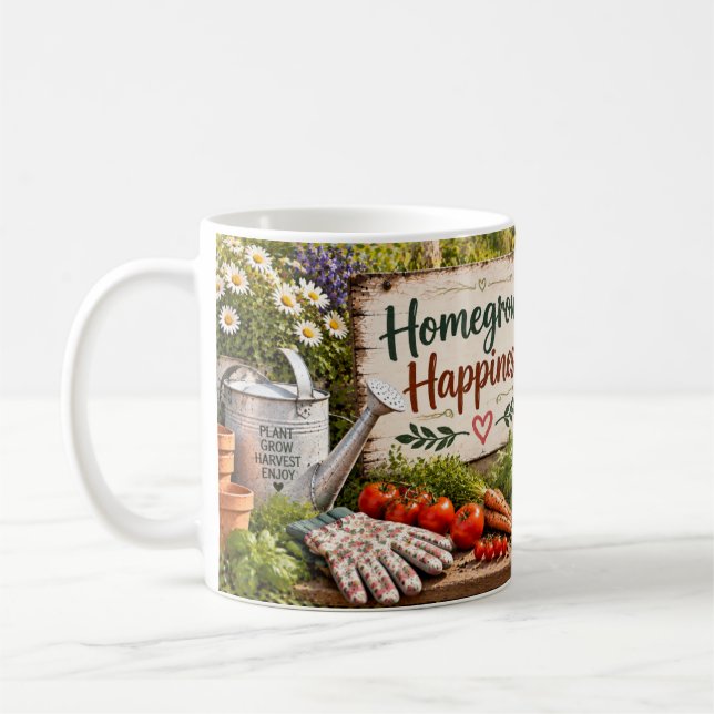 Trädgårdsmugg med hemmaväxt Lycka Kaffemugg (Vänster)