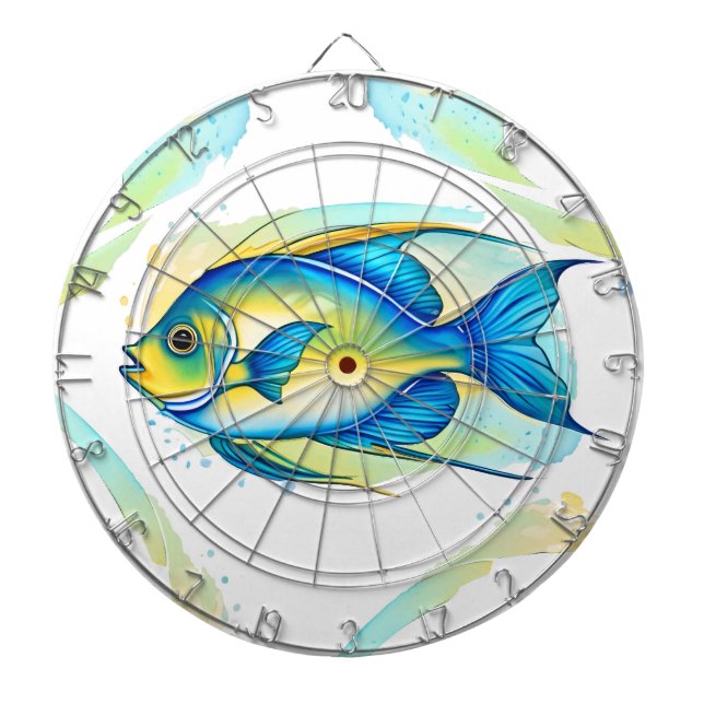 Trädgårdsnämnd - Vattenfärgsserie: Angelfish Darttavla (Framsidan)
