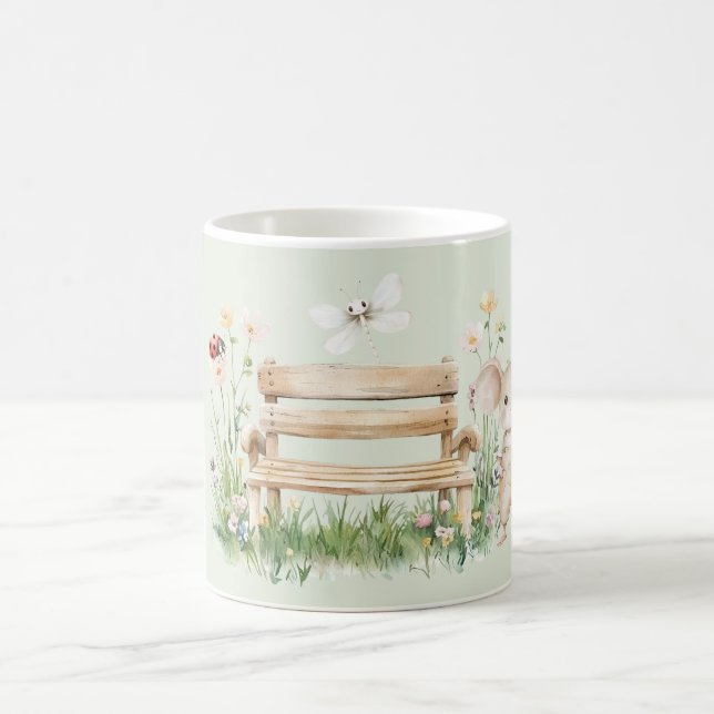 Trädgårdsnyckelpiga Trollslända Mus Bänk Kaffemugg (Center)