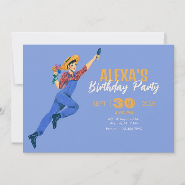 Trädgårdsodlare kvinna inbjudningar (Framsida)