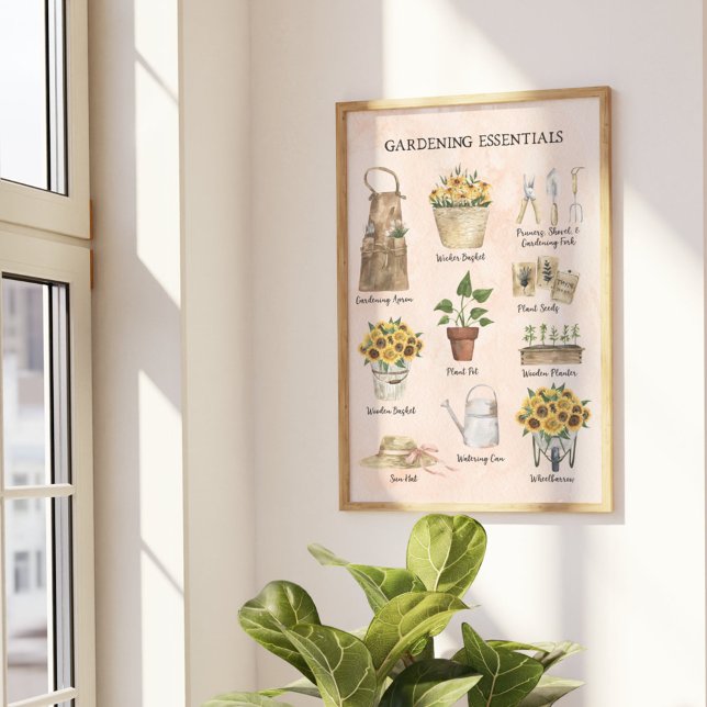 Trädgårdsodling Viktiga Solsicker Trädgårdsredskap Poster (In situ)
