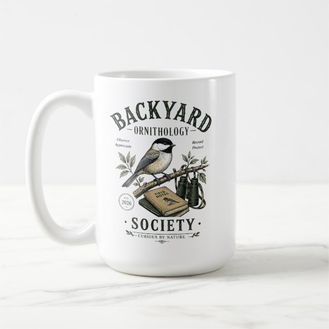 Trädgårdsornitologi Illustration av mes Kaffemugg (Vänster)