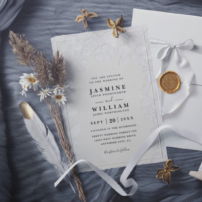 Trädgårdsprydda blommor Elegant Modern Bröllop Inbjudningar (Skapare uppladdad)