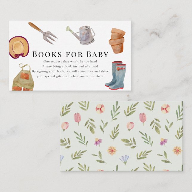 Trädgårdsredskap Baby Shower Bokförfrågan Tilläggskort (Fram/baksida)