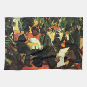 Trädgårdsrestaurang av August Macke. Vintagekonst Kökshandduk