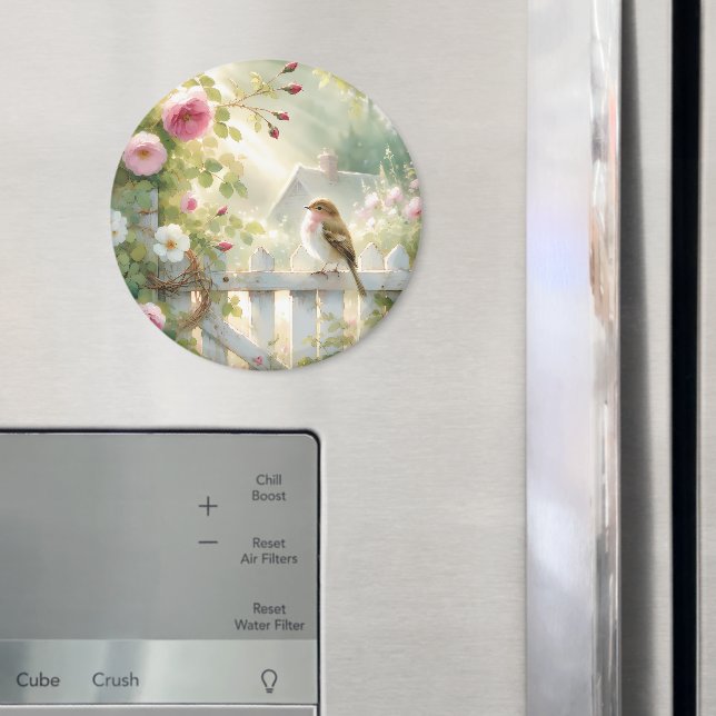 Trädgårdsros Fågel Vattenfärgsscen Magnet (In Situ (Fridge))