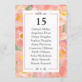 Trädgårdsrosa blomma sittplatskarta Sommarens bord Inbjudningar