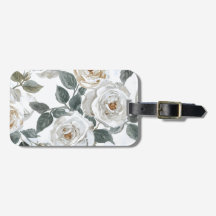 Trädgårdsrosor | Vita Blommor i Akvarell Vintage