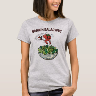 Trädgårdssallad Dyk Rolig Tomat Retro Tecknad Film T Shirt