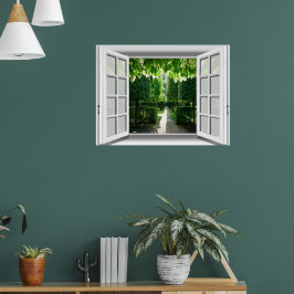 Trädgårdsscen Fönsterutsikt 3D Poster