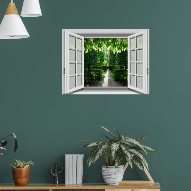 Trädgårdsscen Fönsterutsikt 3D Poster (Vardagsrum 1)