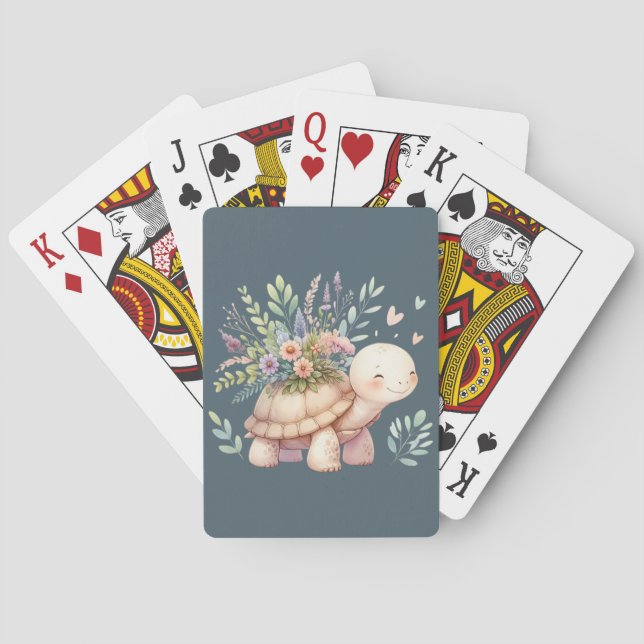 Trädgårdssköldpadda i akvarell casinokort (Baksidan)