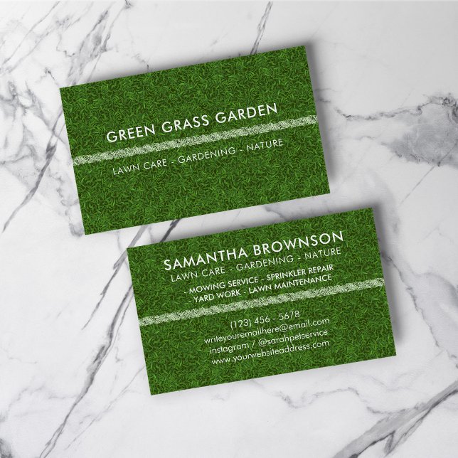 Trädgårdsskötsel Gräsmatta Gräs Fotboll Landskap Visitkort (Gardening Lawn Grass Football Landscape Business Card)