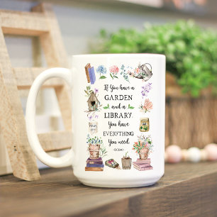Trädgårdsskötsel och bibliotek Citat Blommig trädg Kaffemugg