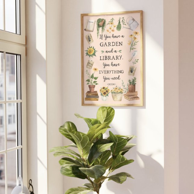 Trädgårdsskötsel och bibliotekscitat Solros och ör Poster (Lifestyle photo)