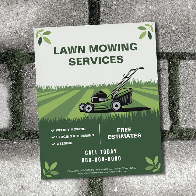 Trädgårdsskötselstjänster Flygblad (Lawn Mowing Services Flyer)
