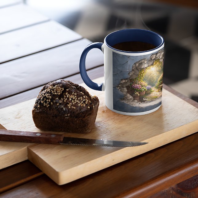 Trädgårdsstenälva Anpassad Fotokollage Kaffemugg (Secret Garden Stone Fairy Custom Photo Collage Coffee Mug)